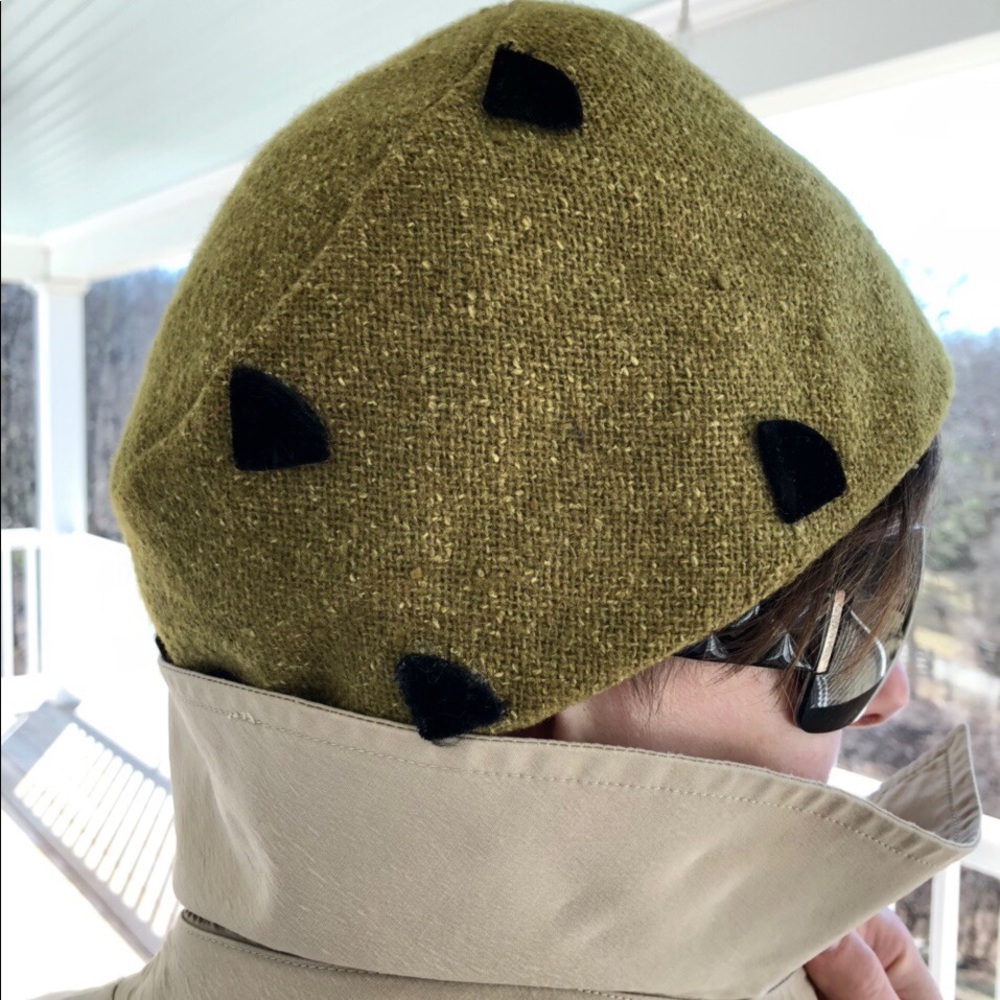 CHRISTIAN DIOR vintage pillbox hat in green tweed